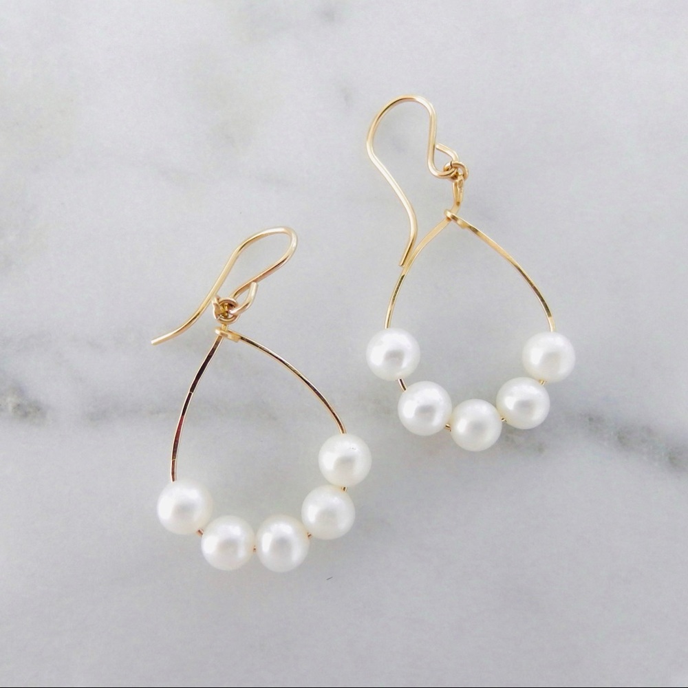 Pearl teardrop earrings 14k gold filled